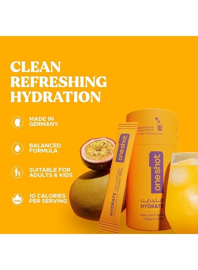 Oneshot Electrolytes & Vitamin Drink Hydrate Passion Bliss, 14 Sachets - Image 3